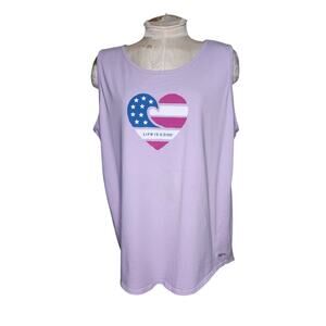 Life is Good Wave Heart High-Low Crusher Tank, Lilac Purple Plus Size XXL beachy